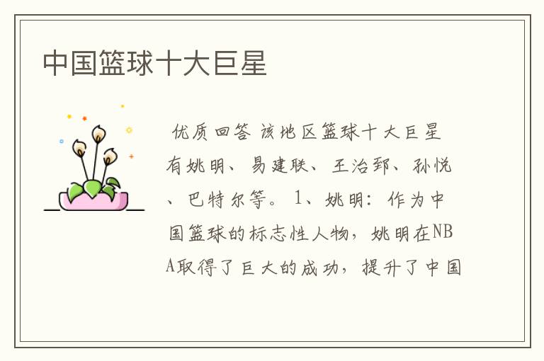 中国篮球十大巨星