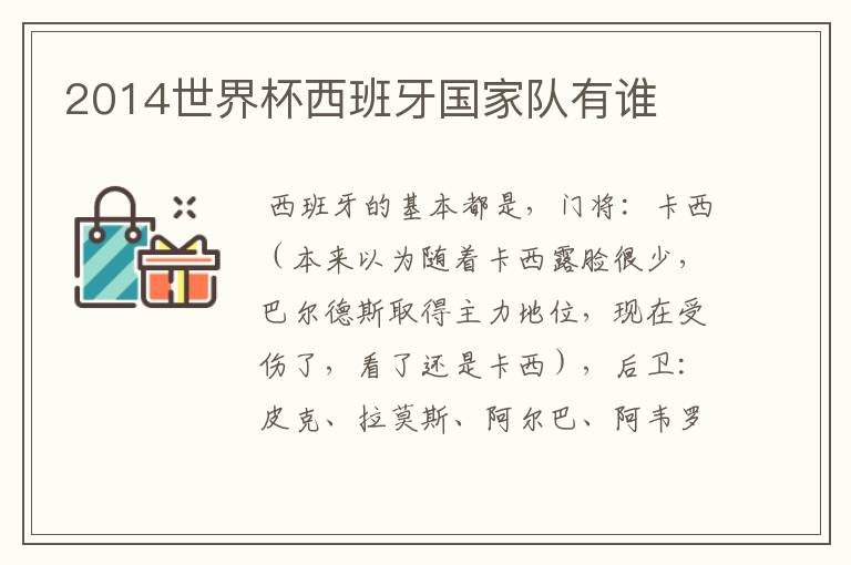 2014世界杯西班牙国家队有谁