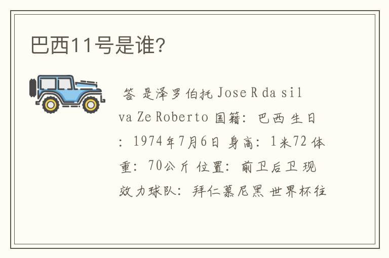 巴西11号是谁?