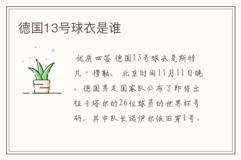 德国13号球衣是谁