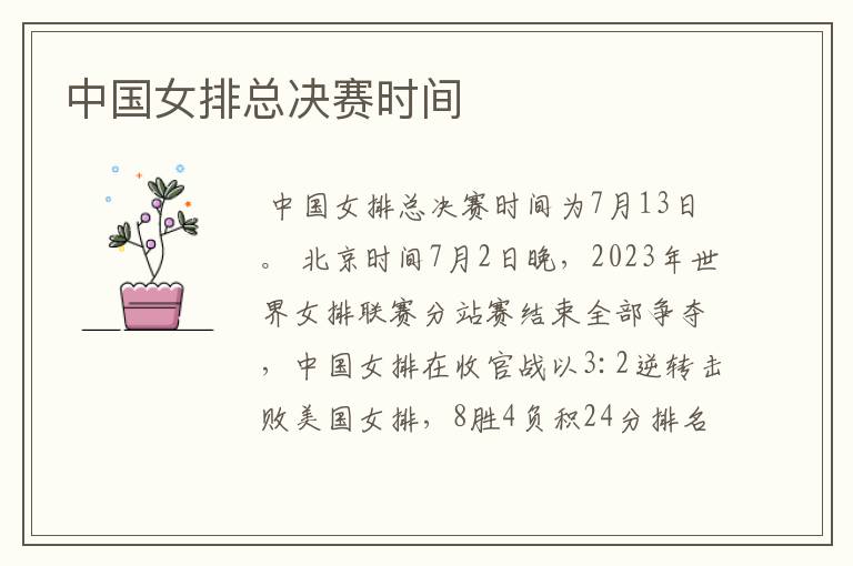 中国女排总决赛时间