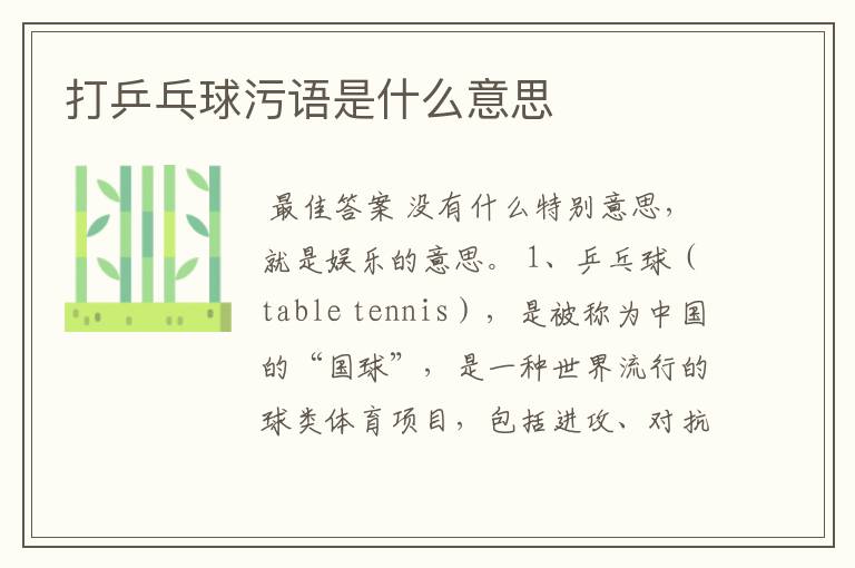 打乒乓球污语是什么意思