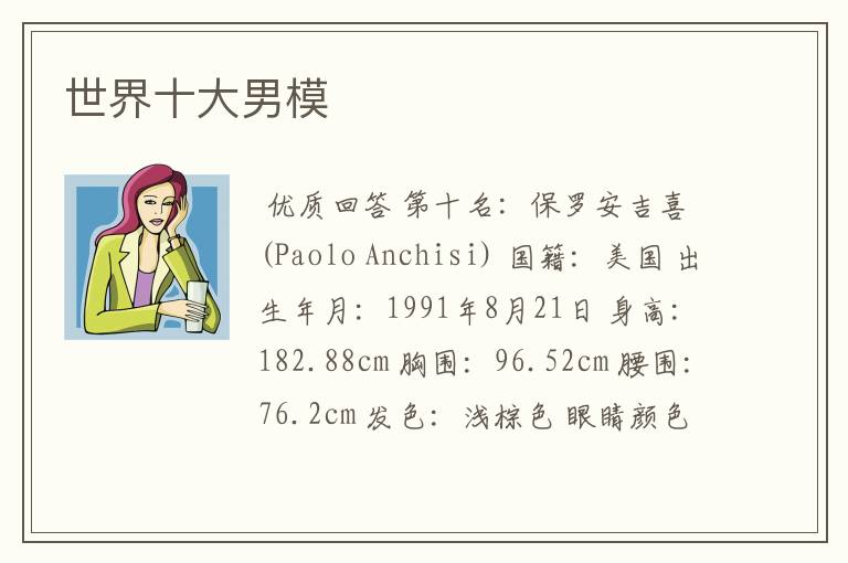 世界十大男模