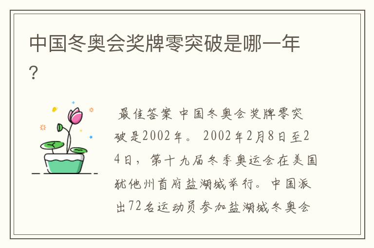 中国冬奥会奖牌零突破是哪一年?