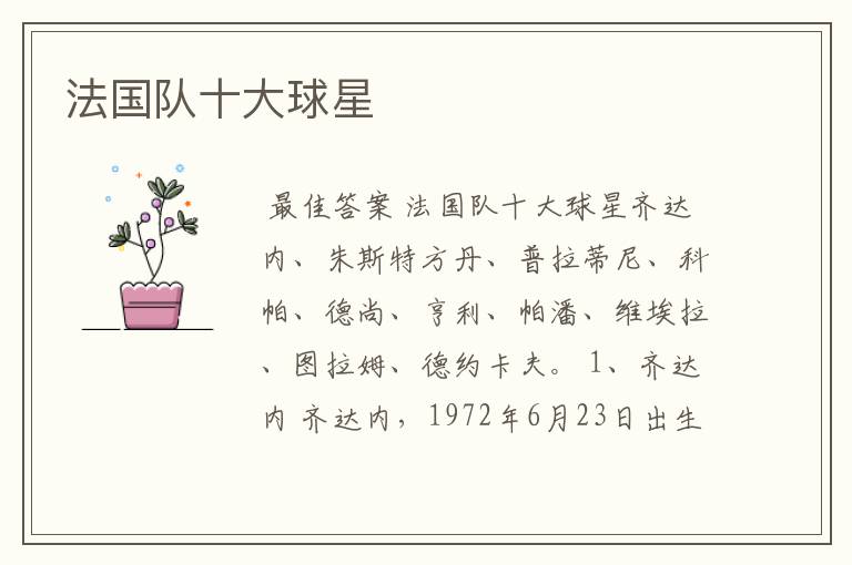 法国队十大球星