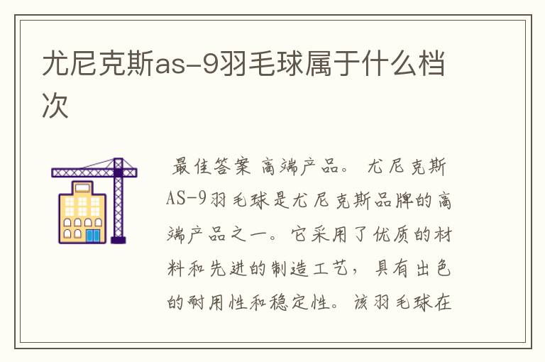 尤尼克斯as-9羽毛球属于什么档次