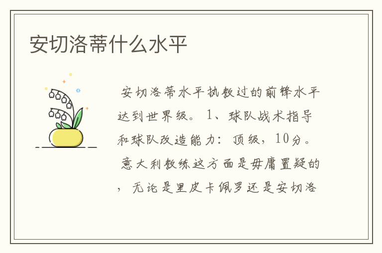 安切洛蒂什么水平