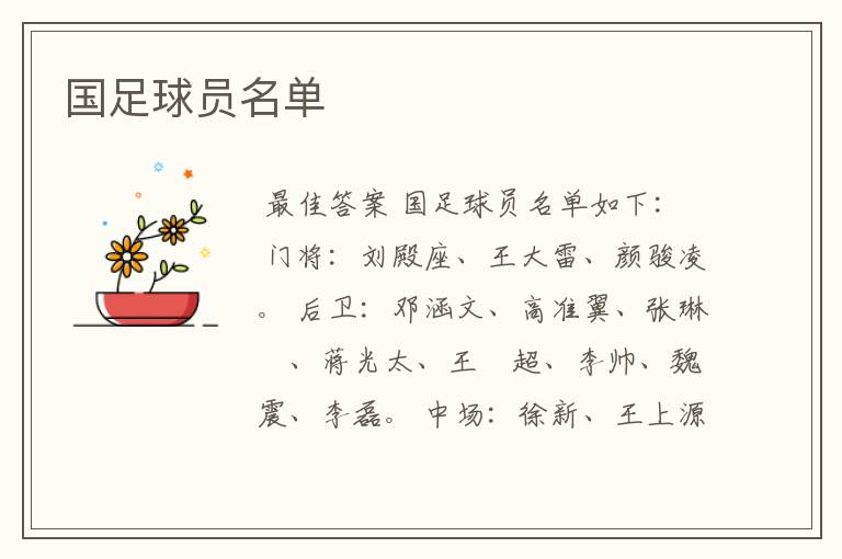 国足球员名单