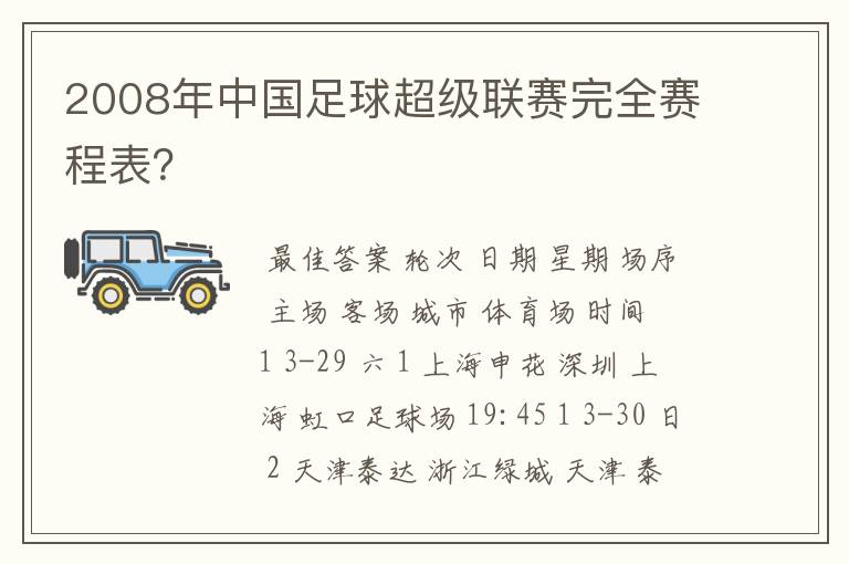 2008年中国足球超级联赛完全赛程表?