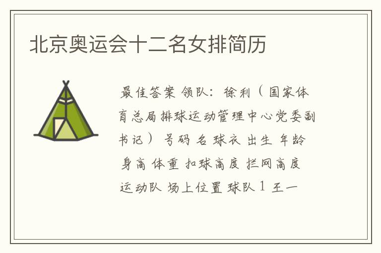 北京奥运会十二名女排简历