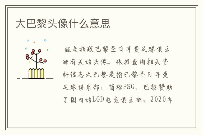 大巴黎头像什么意思