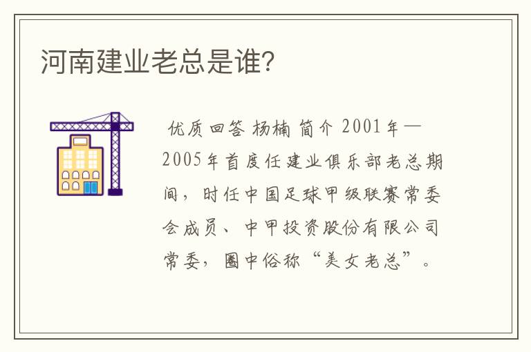 河南建业老总是谁？