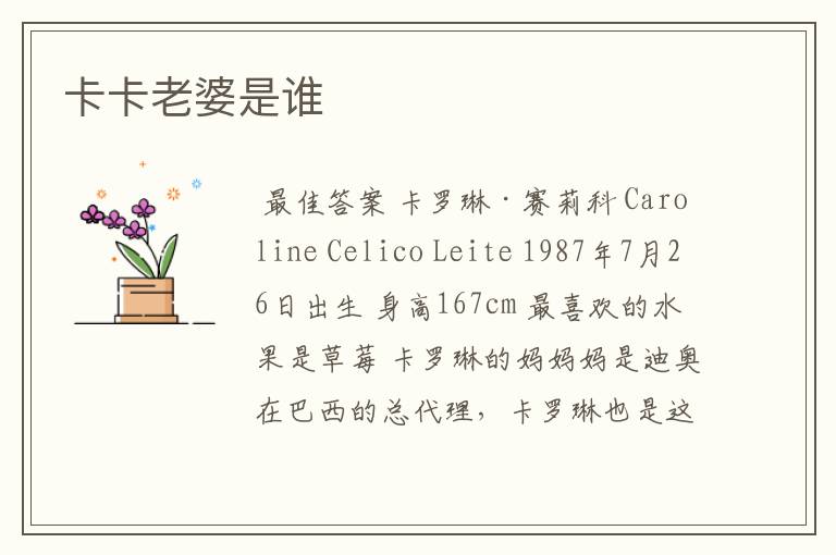 卡卡老婆是谁