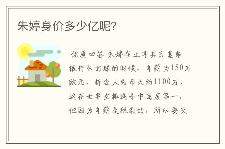 朱婷身价多少亿呢?