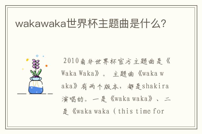 wakawaka世界杯主题曲是什么?
