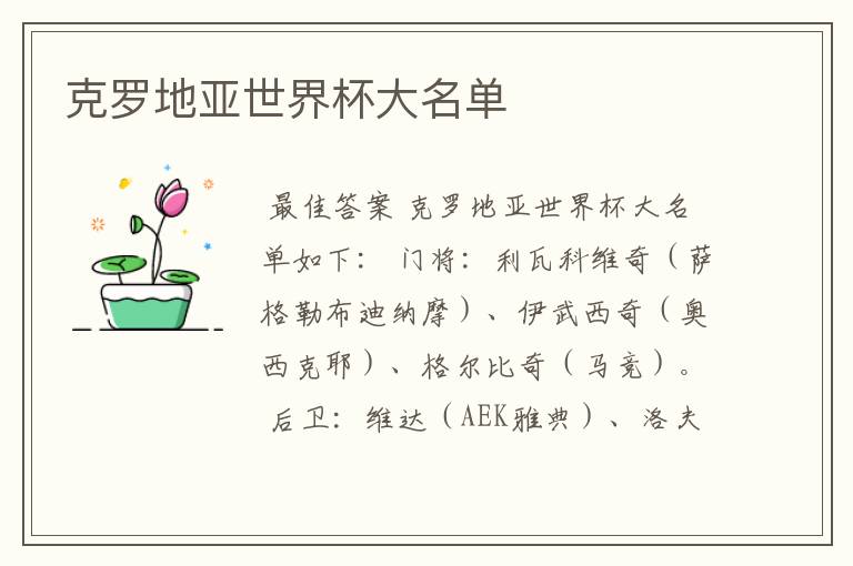 克罗地亚世界杯大名单