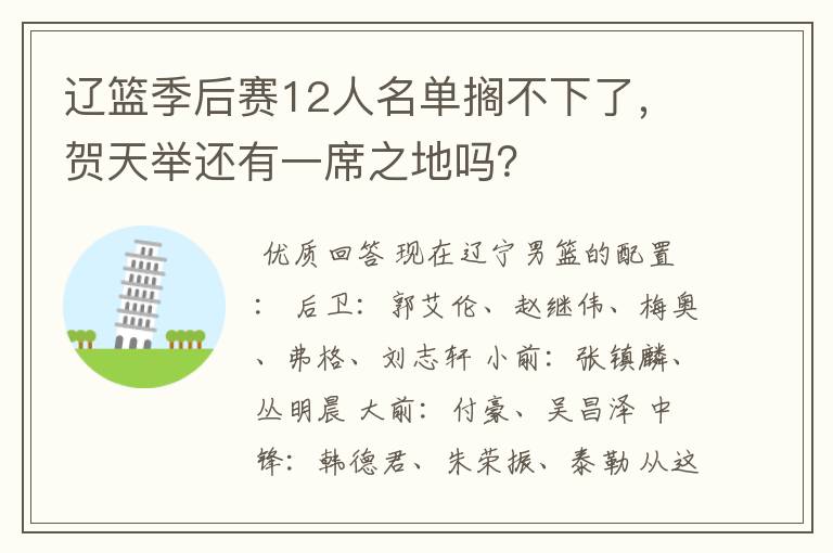 辽篮季后赛12人名单搁不下了,贺天举还有一席之地吗?