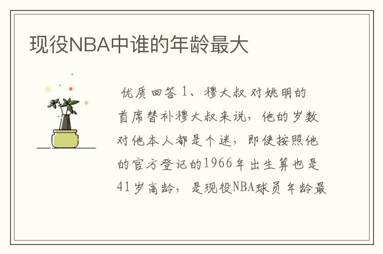 现役NBA中谁的年龄最大