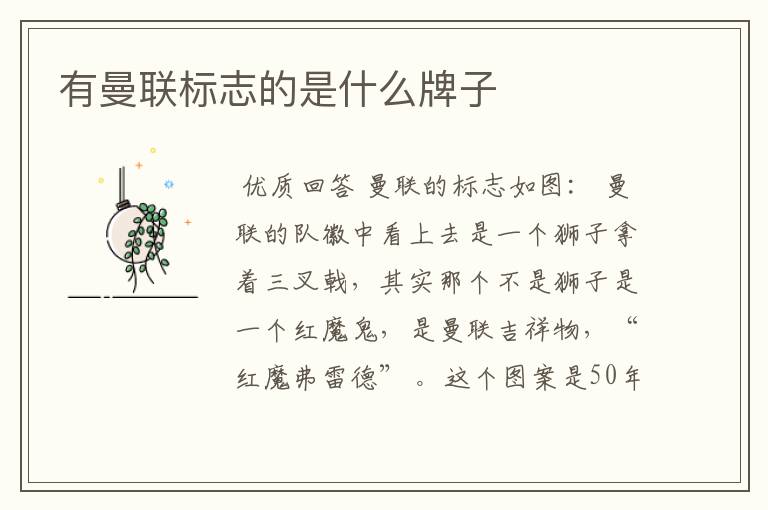 有曼联标志的是什么牌子