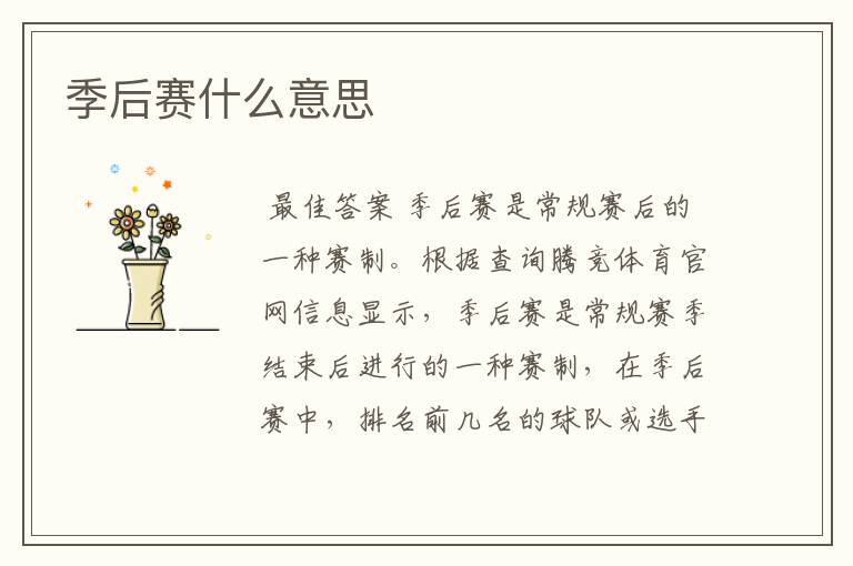 季后赛什么意思