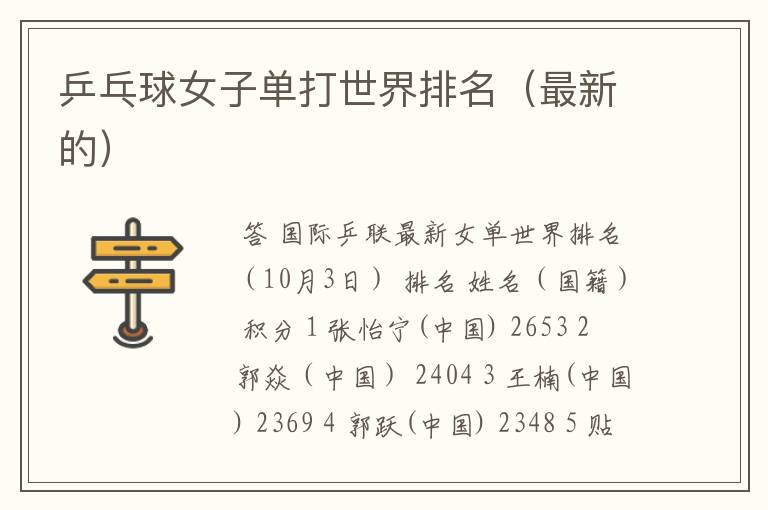 乒乓球女子单打世界排名(最新的)