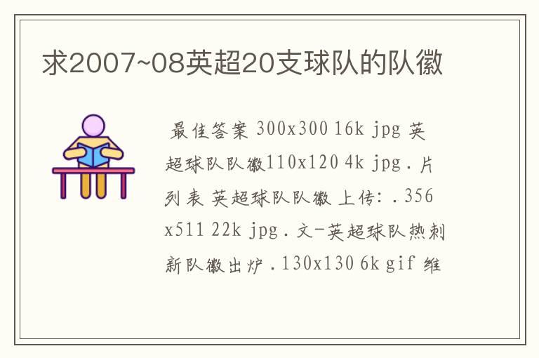 求2007~08英超20支球队的队徽