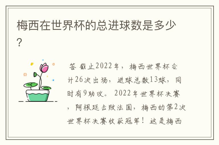 梅西在世界杯的总进球数是多少？