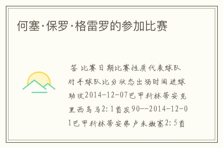 何塞·保罗·格雷罗的参加比赛