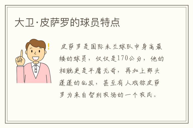 大卫·皮萨罗的球员特点