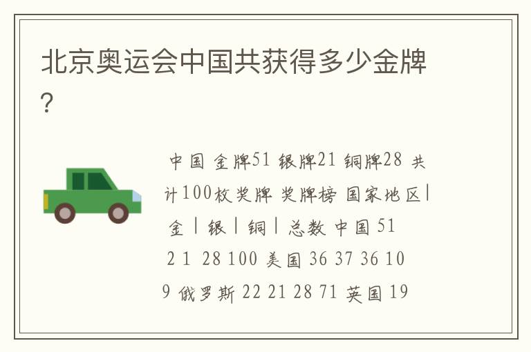 北京奥运会中国共获得多少金牌?