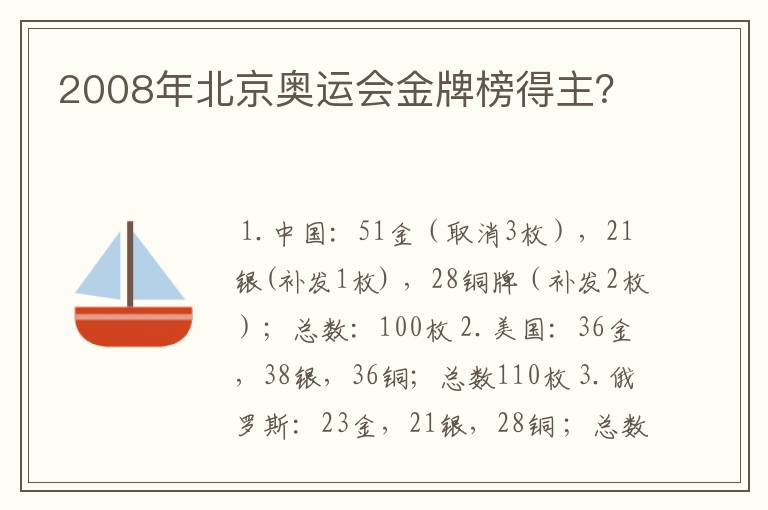 2008年北京奥运会金牌榜得主?