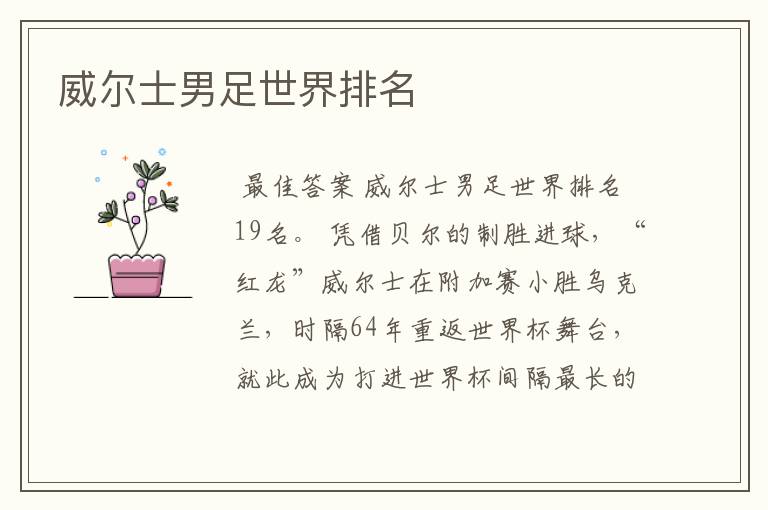威尔士男足世界排名