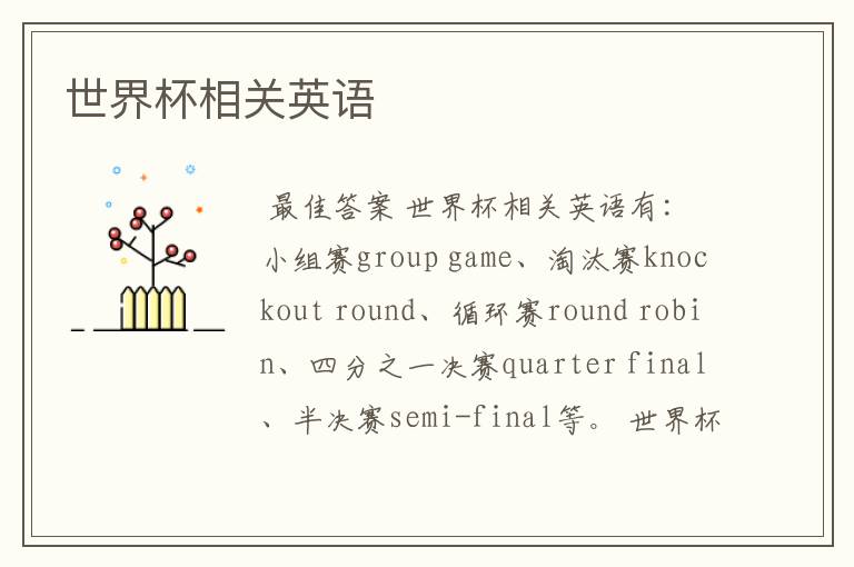 世界杯相关英语