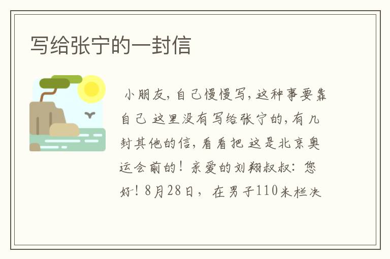 写给张宁的一封信