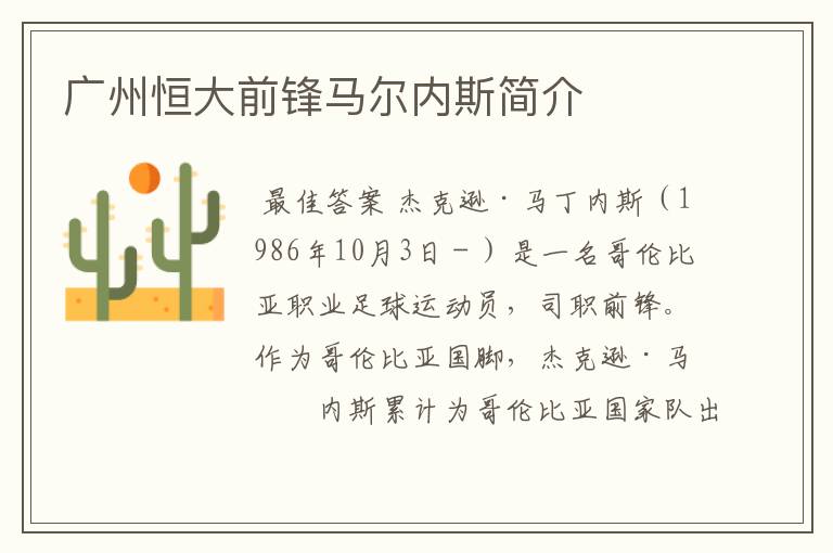 广州恒大前锋马尔内斯简介