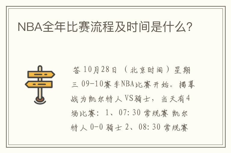 NBA全年比赛流程及时间是什么?