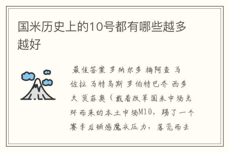 国米历史上的10号都有哪些越多越好