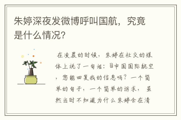 朱婷深夜发微博呼叫国航,究竟是什么情况?