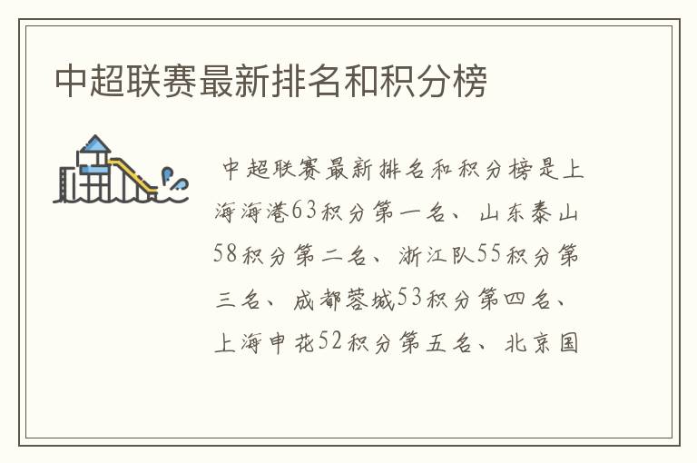 中超联赛最新排名和积分榜