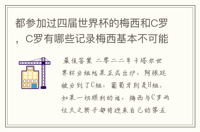 都参加过四届世界杯的梅西和C罗,C罗有哪些记录梅西基本不可能打破?
