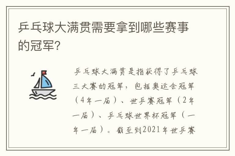乒乓球大满贯需要拿到哪些赛事的冠军?