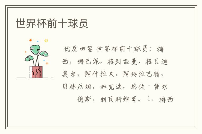 世界杯前十球员
