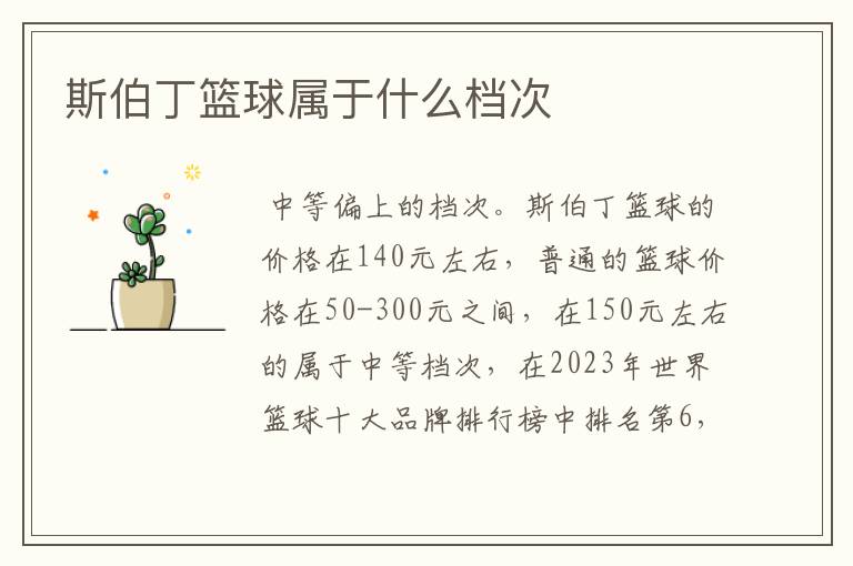 斯伯丁篮球属于什么档次