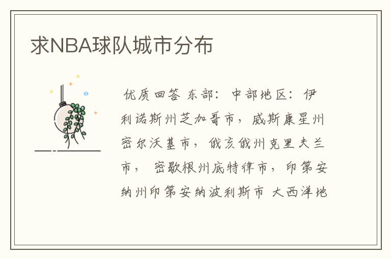 求NBA球队城市分布
