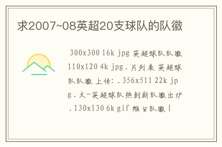 求2007~08英超20支球队的队徽