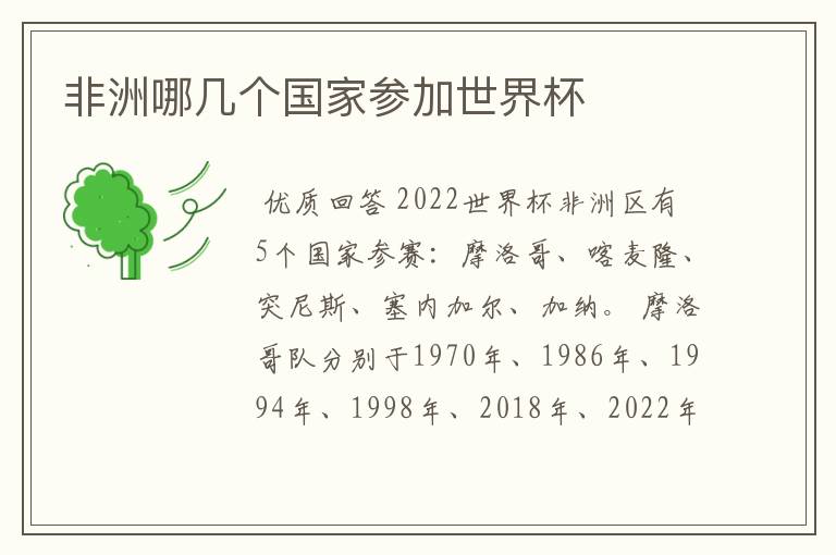 非洲哪几个国家参加世界杯