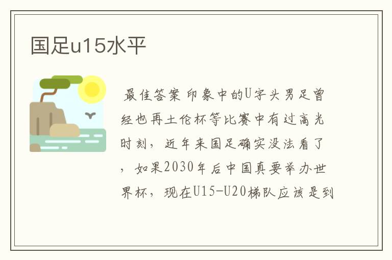 国足u15水平