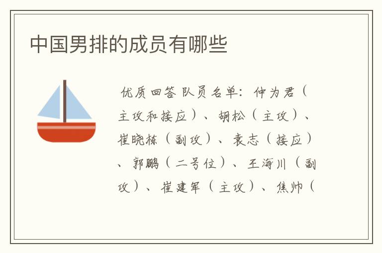 中国男排的成员有哪些