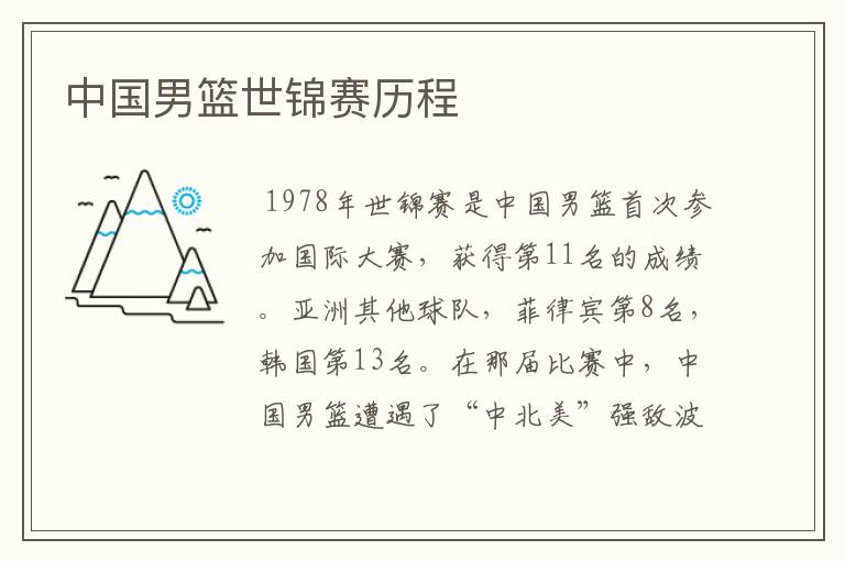 中国男篮世锦赛历程