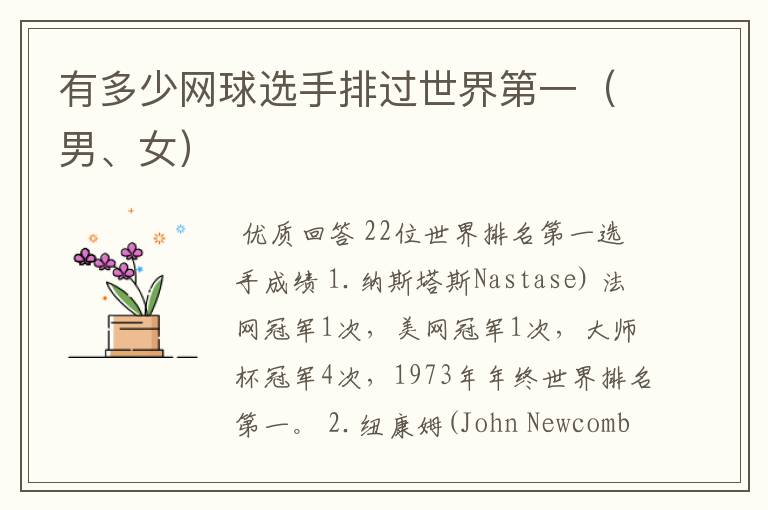 有多少网球选手排过世界第一(男、女)